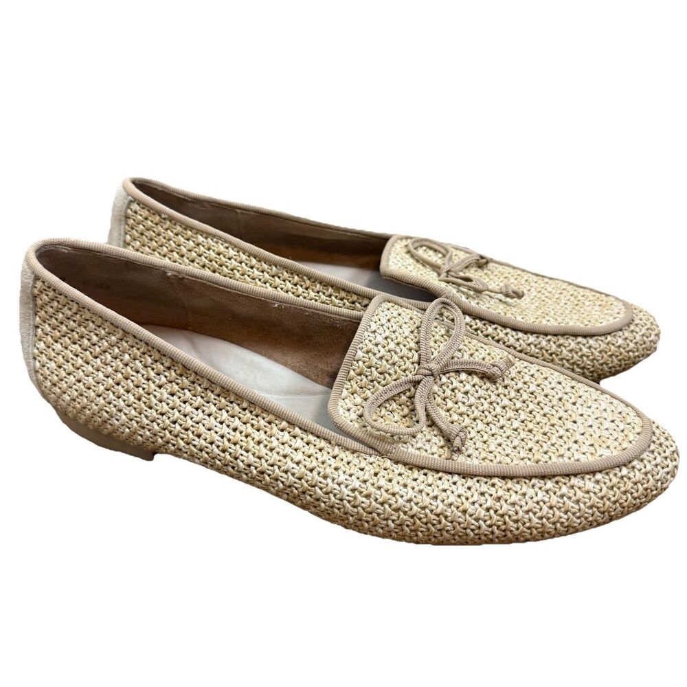 Paul Green Robbie Flat Loafers In Natural Beige Raffia Women’s Size US 6.5